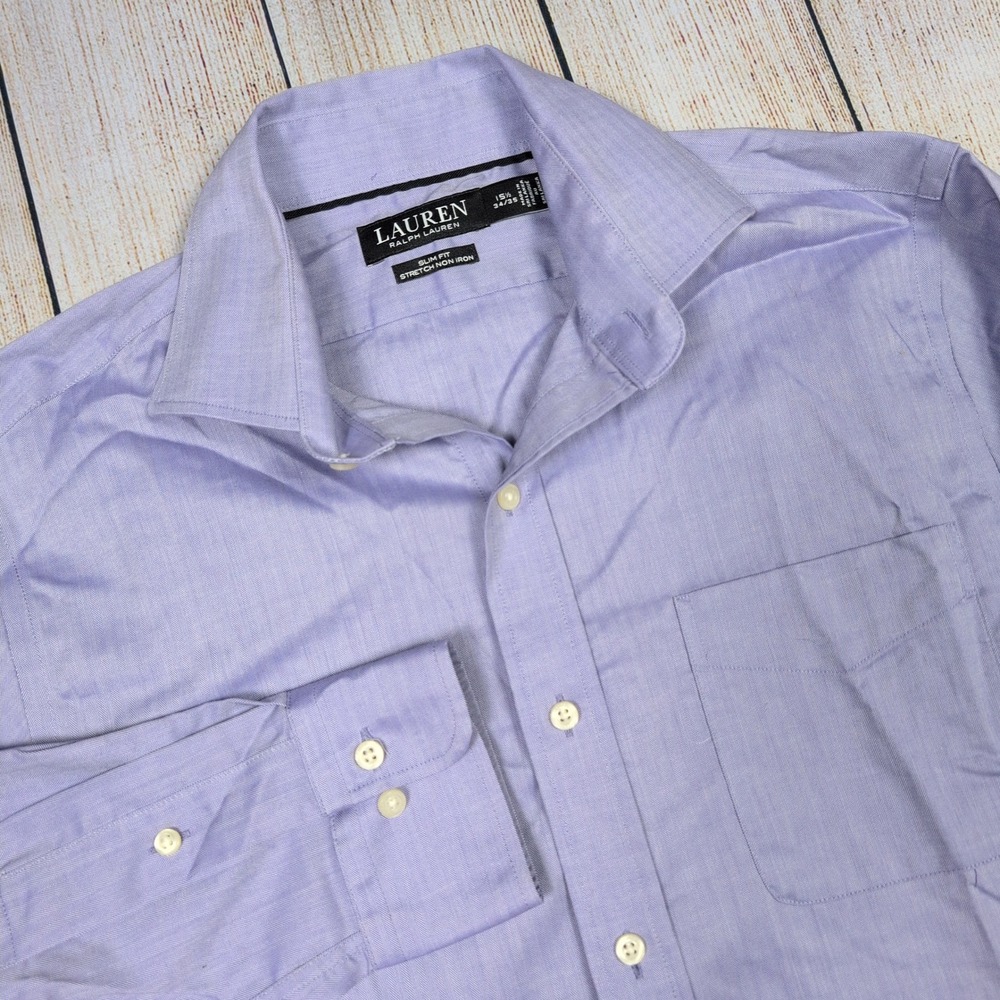 Lauren Ralph Lauren Black‎ Label Slim Shirt Lavender 15 1/2 34/35
